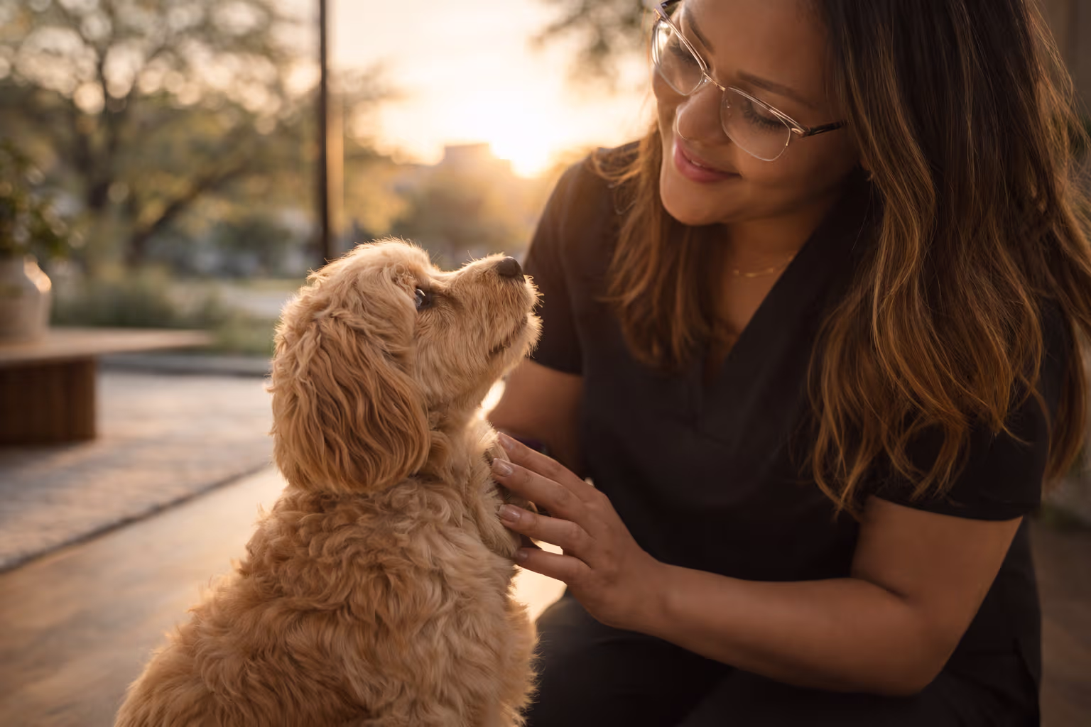 Private one-on-one dog grooming session at home