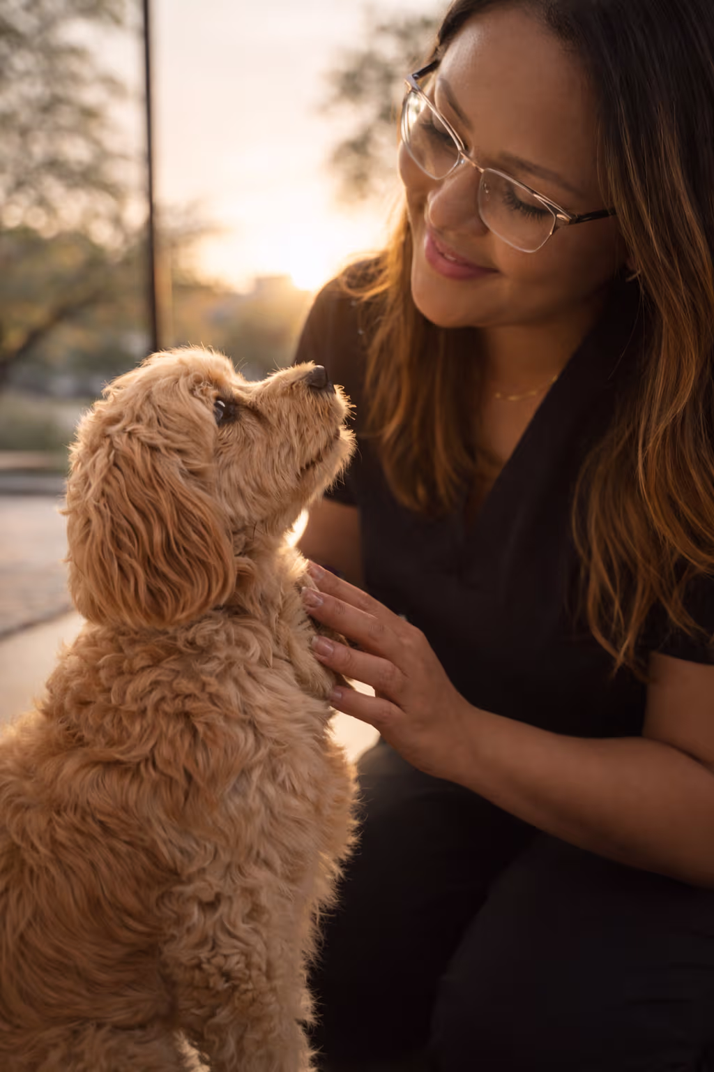 Private one-on-one dog grooming session at home